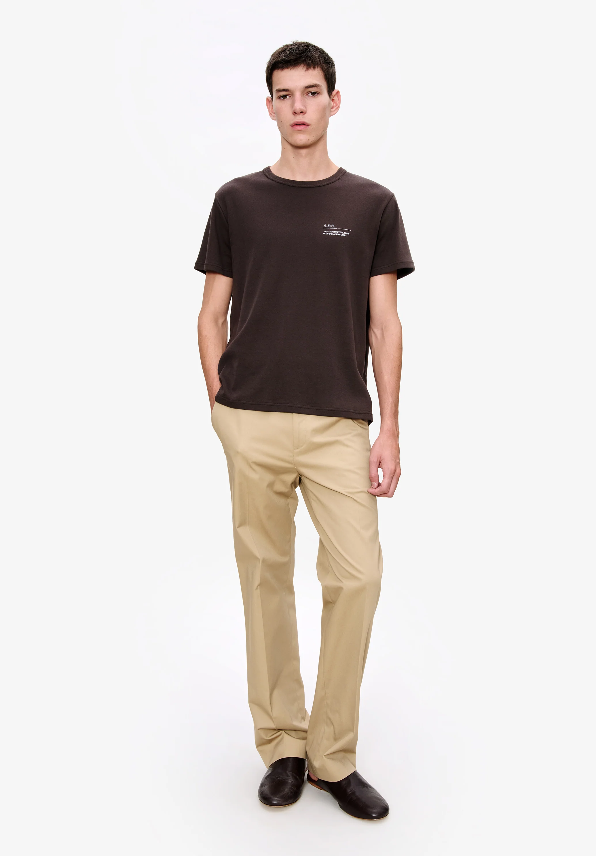 T-Shirt marron ajusté à imprimé effet tampon - Marron