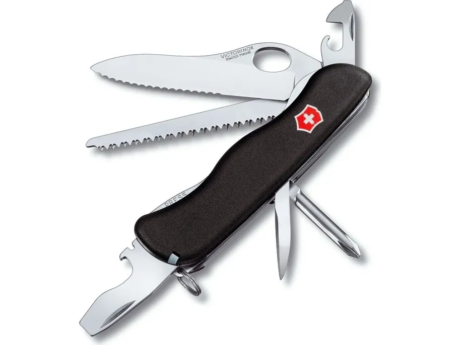Victorinox Trailmaster, Låsning af knivblad, Kniv med flere værktøjer, Polyamid, Sort, 12 værktøjer, 3,7 mm
