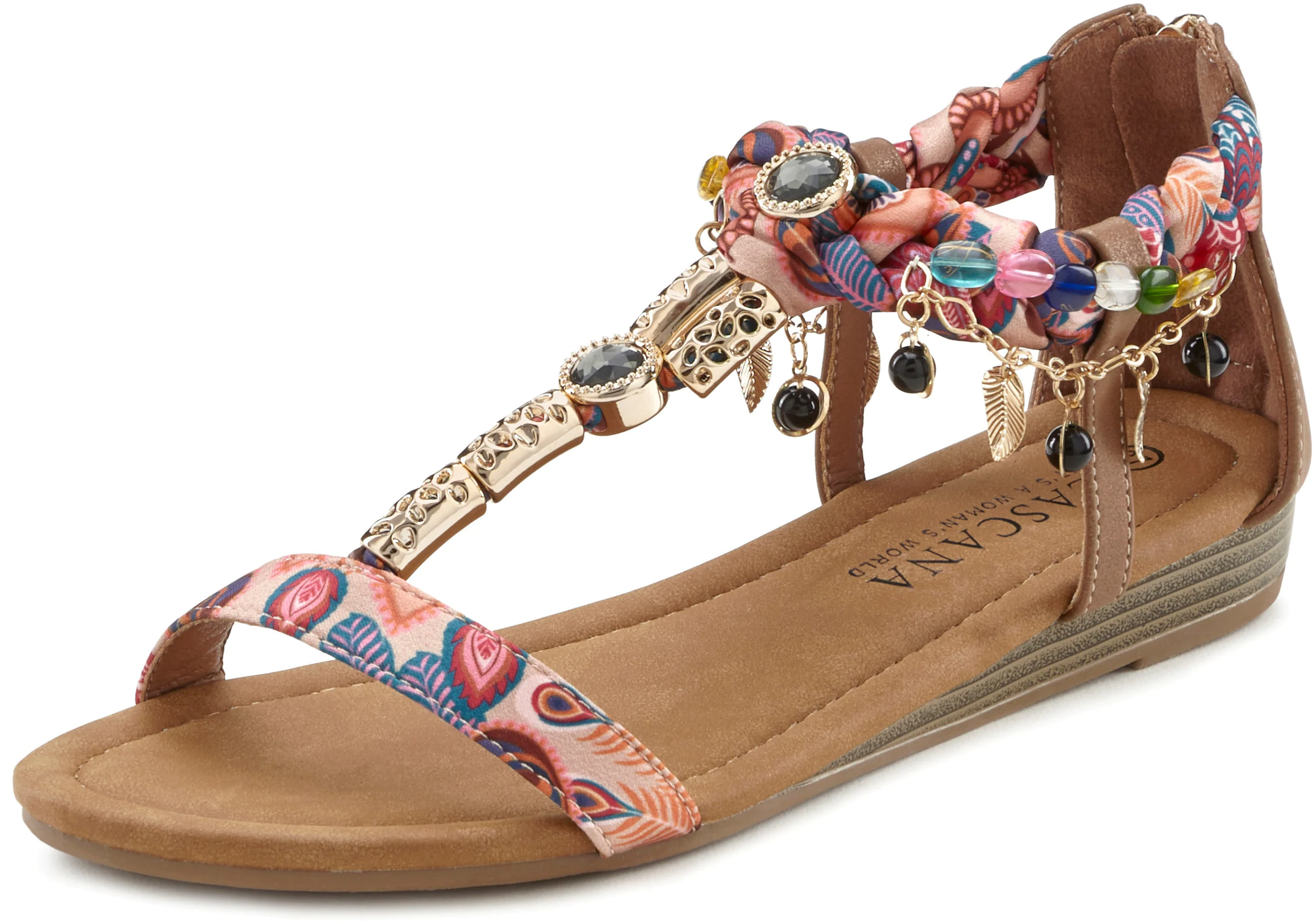 LASCANA Sandale in rosa/camelfarben