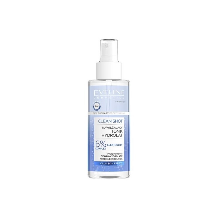 Eveline Clean Shot feuchtigkeitsspendendes Tonic-Hydrolat mit 5 % Elektrolytkomplex 150 ml