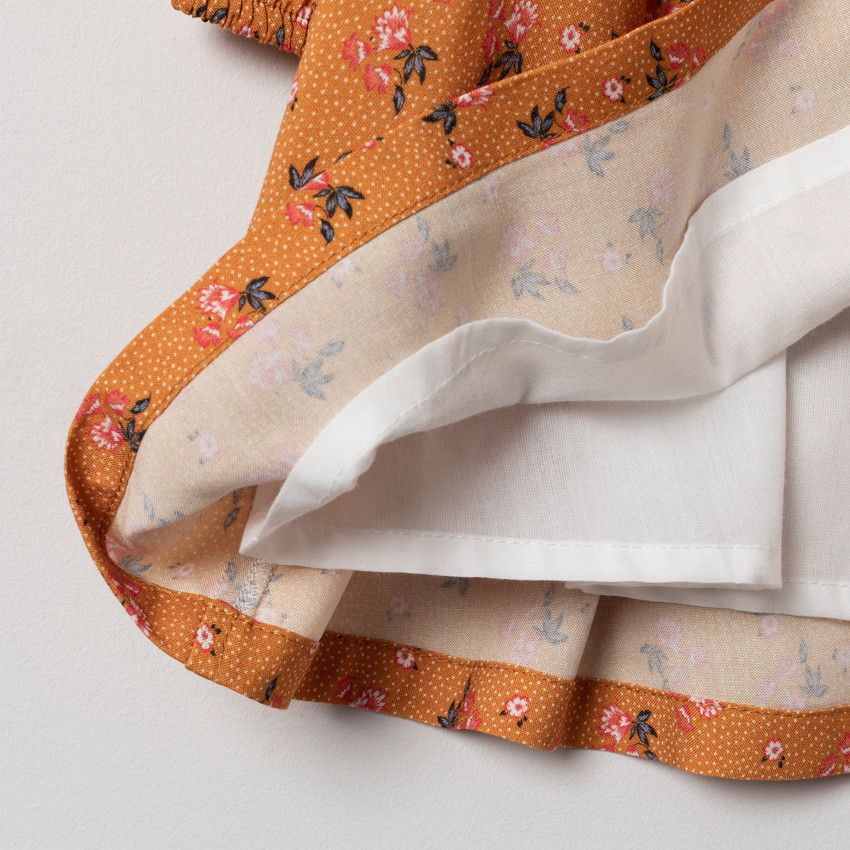 Robe manches longues à fleurs all-over - Jaune