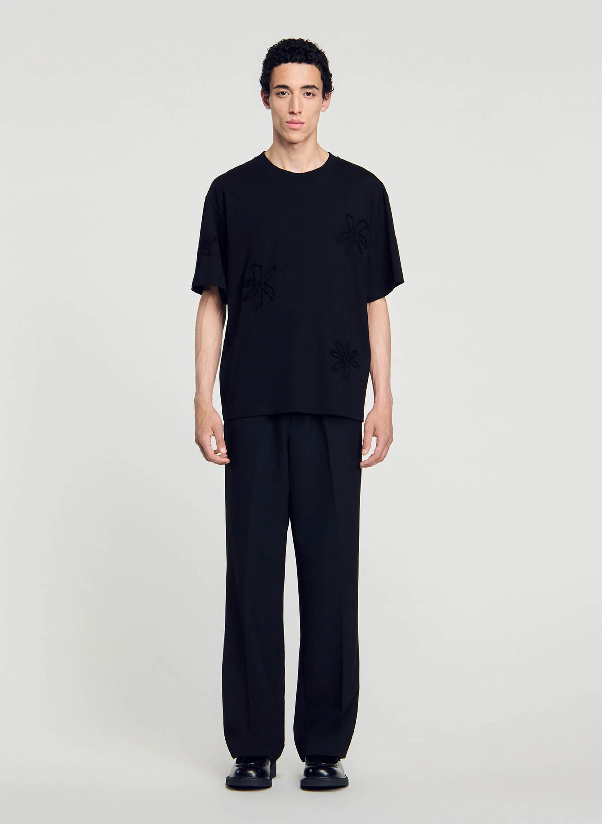 Tee-shirt brodé en coton | Noir
