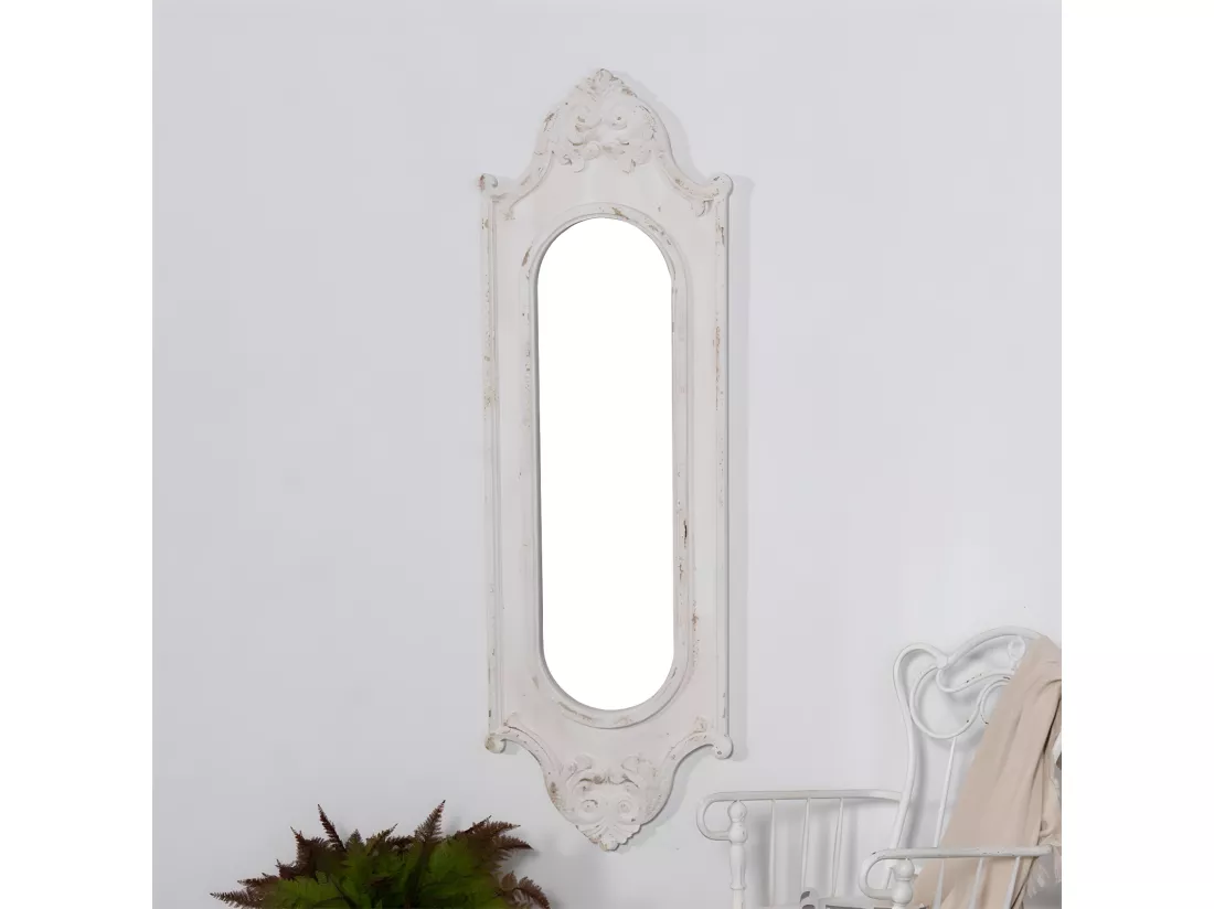 Grand miroir Bois-MDF Blanc - Décoration d'Autrefois