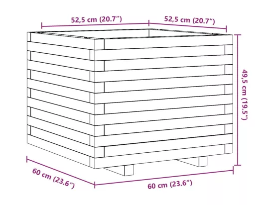 Jardinière bac lit surélevé bois blanche 60 x 60 x 49.5 cm 02_0037720