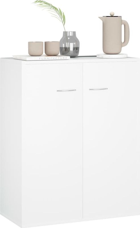 Dressoir - Wit - Bewerkt Hout - Met 2 Deuren