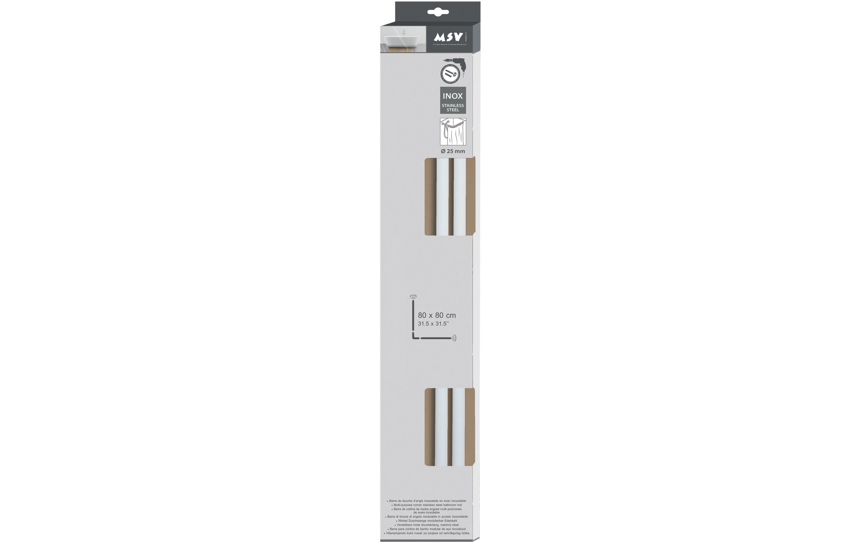 Duschvorhangstange 3-teilig 80 x 2.5 cm, WeissModulare Duschvorhangstange aus Aluminium