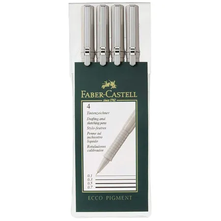 Faber-Castell Tintenschreiber ECCO Pigment schwarz, 4 Stück