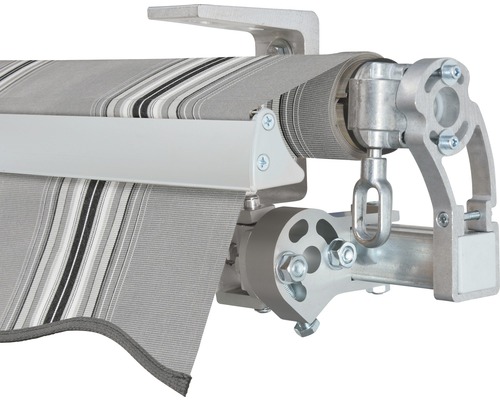 SOLUNA knikarmscherm Concept 3x2 doekdesign A131 frame zilver E6EV1 geanodiseerd aandrijving rechts incl. slinger