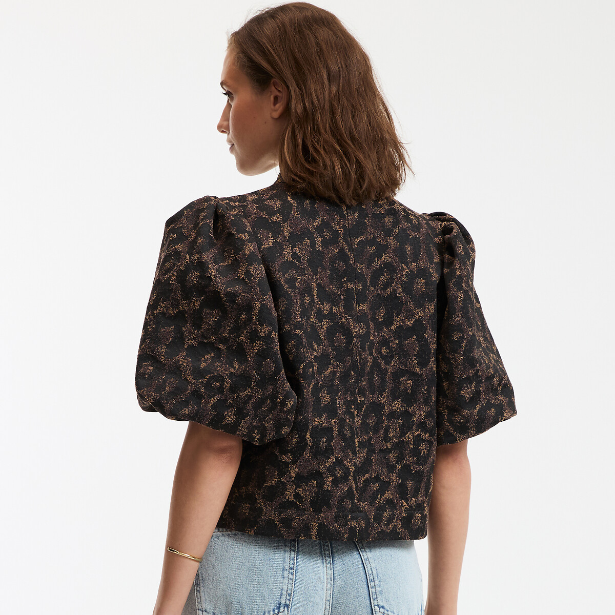 COLEÇÕES LA REDOUTE<br>Blusa com gola alta, jacquard de leopardo