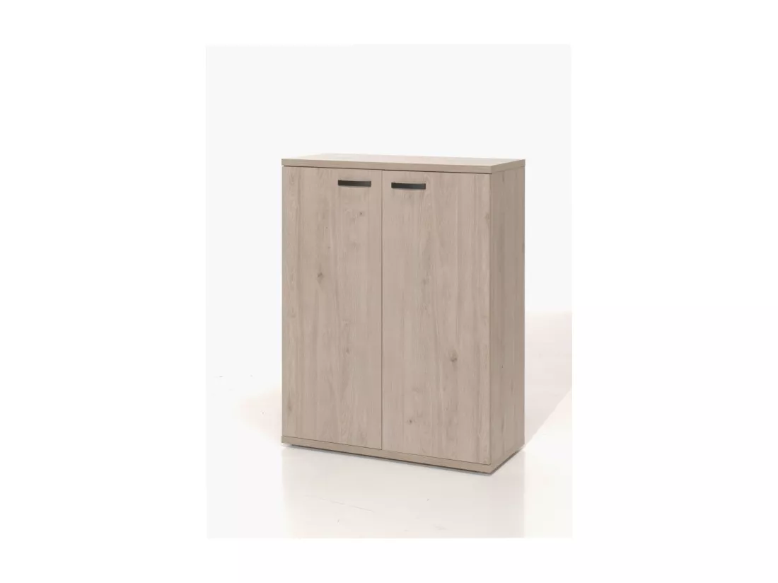 Meuble de rangement pour bureau 2 portes coloris chêne clair collection YUKON