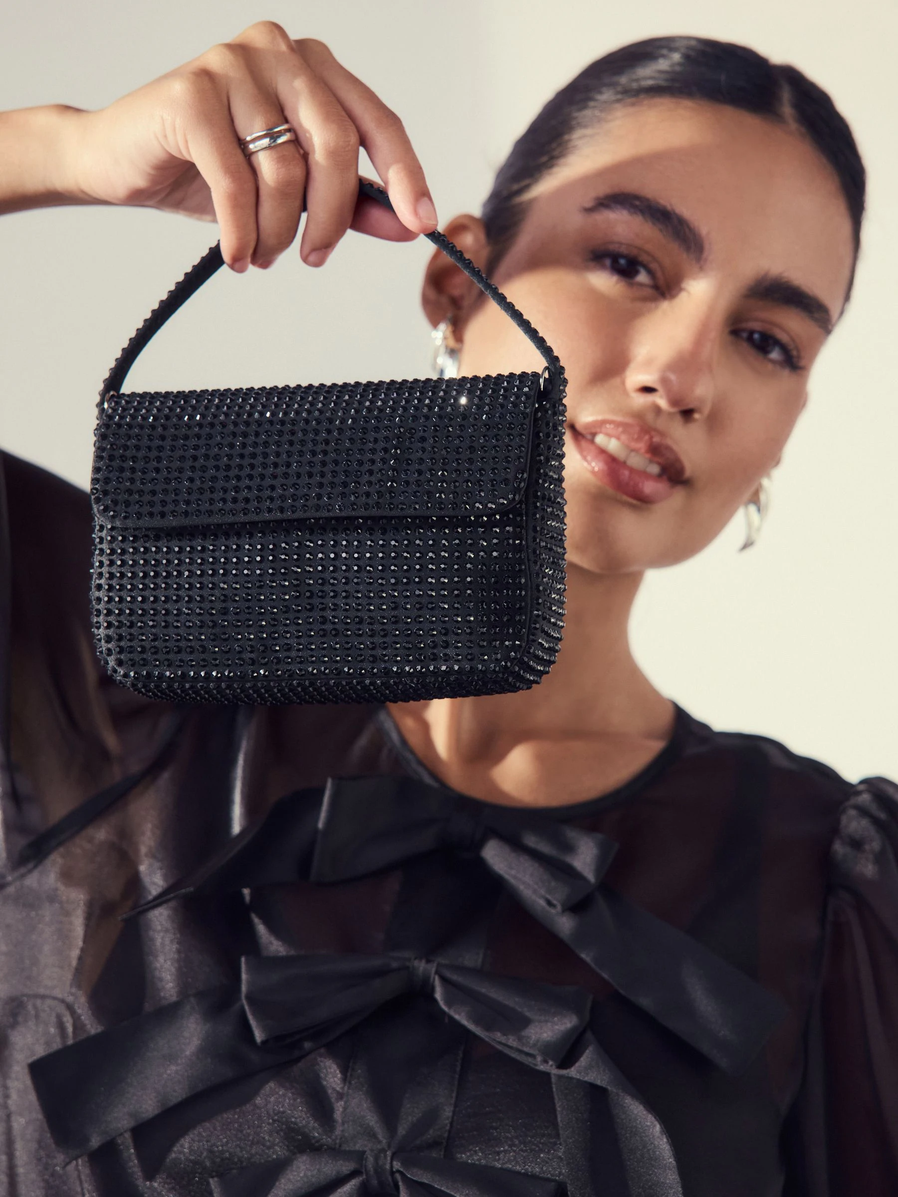 Zwart - Mini Sparkle Embellished Bag