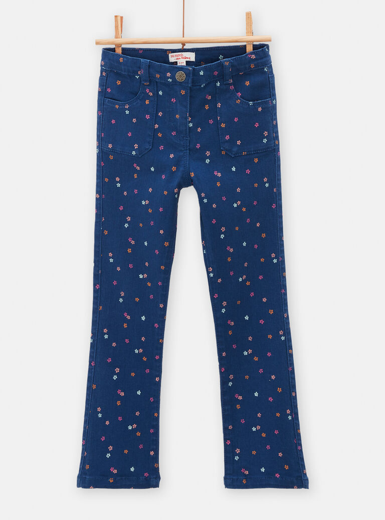 Jean à motif fleuri écru pour fille
