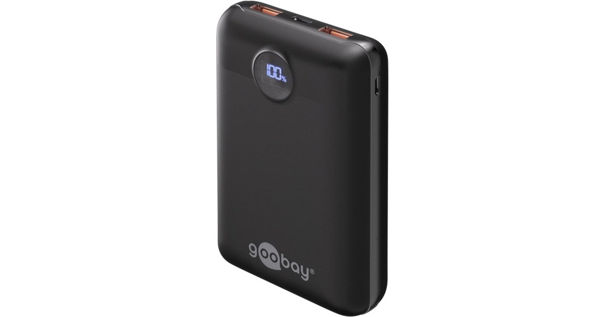 goobayPower Bank Compact 20.000 mAh  powerbank  (Zwart, 20 Ah, 1x USB-A, 1x USB-C, Power Delivery, Quick Charge)