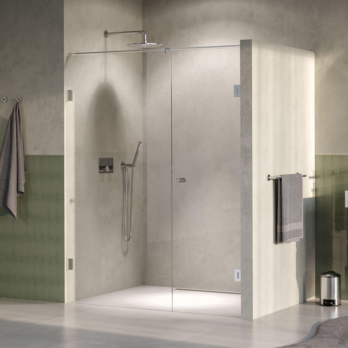 Brauer Void Carving profielloze nisdeur 160cm met draaideur 70cm aan muur RVS geborsteld PVD