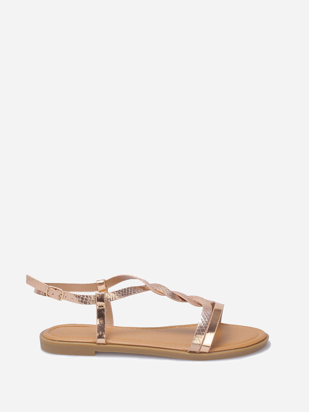 Nu-pieds avec bride style écailles grandes tailles- Doré rose