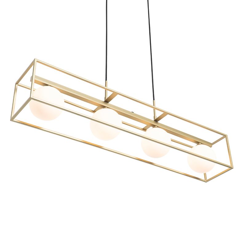 Design hanglamp goud met wit glas 4-lichts - Aniek