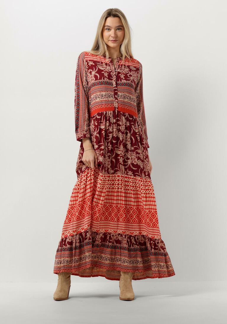 LOLLYS LAUNDRY rode lollys laundry maxi jurk neell maxi dress ls