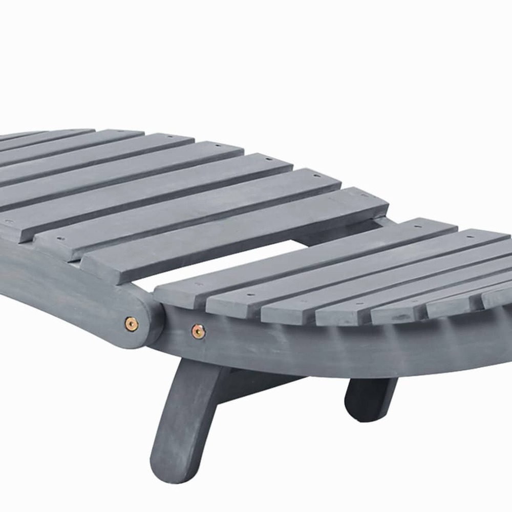 Transat chaise longue bain de soleil lit de jardin terrasse meuble d'extérieur 190 cm avec coussin bois d'acacia solide gris