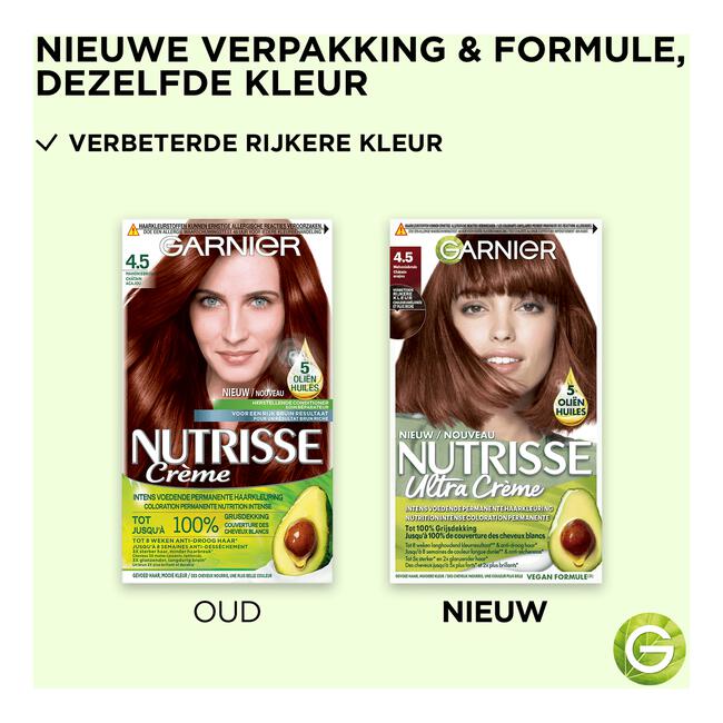 Garnier Nutrisse Crème Permanente Haarverf 4.5 Mahonie Bruin