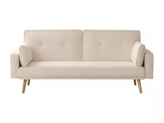 Canapé droit scandinave Elga convertible 3 places en velours côtelé - Beige - L205 x P85 x H87cm - Loungitude