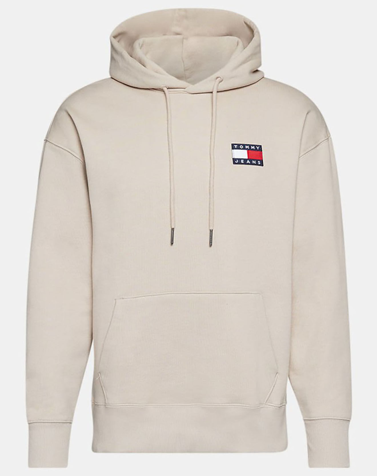 Tommy Jeans Sweat 100% Coton Bio à capuche badge beige clair