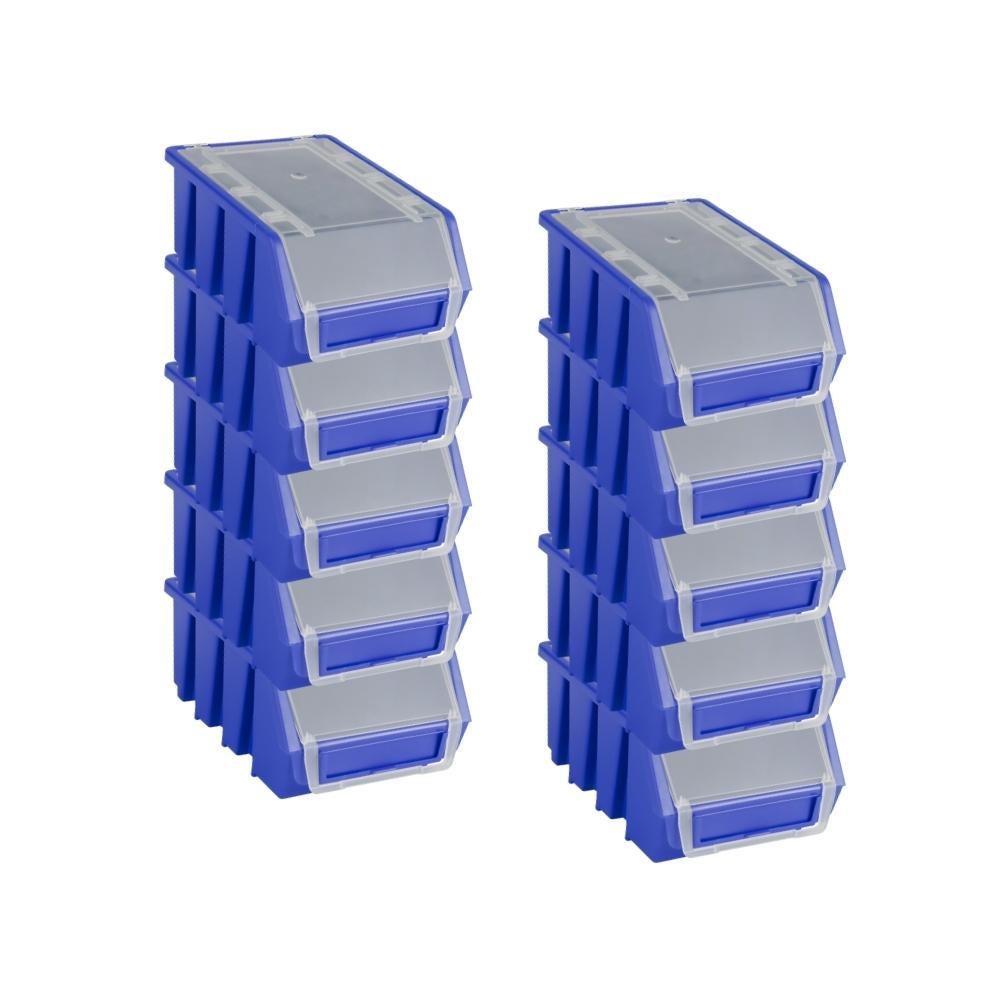 PROREGAL SuperSaver Set 10x Opbergdoos 2 met deksel HxBxD 7,5 x 11,6 x 16,1 cm Polypropyleen Blauw