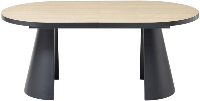 KORIZEA - Uitschuifbare Eettafel - Licht Natuurlijk en Zwart - MDF en Metaal