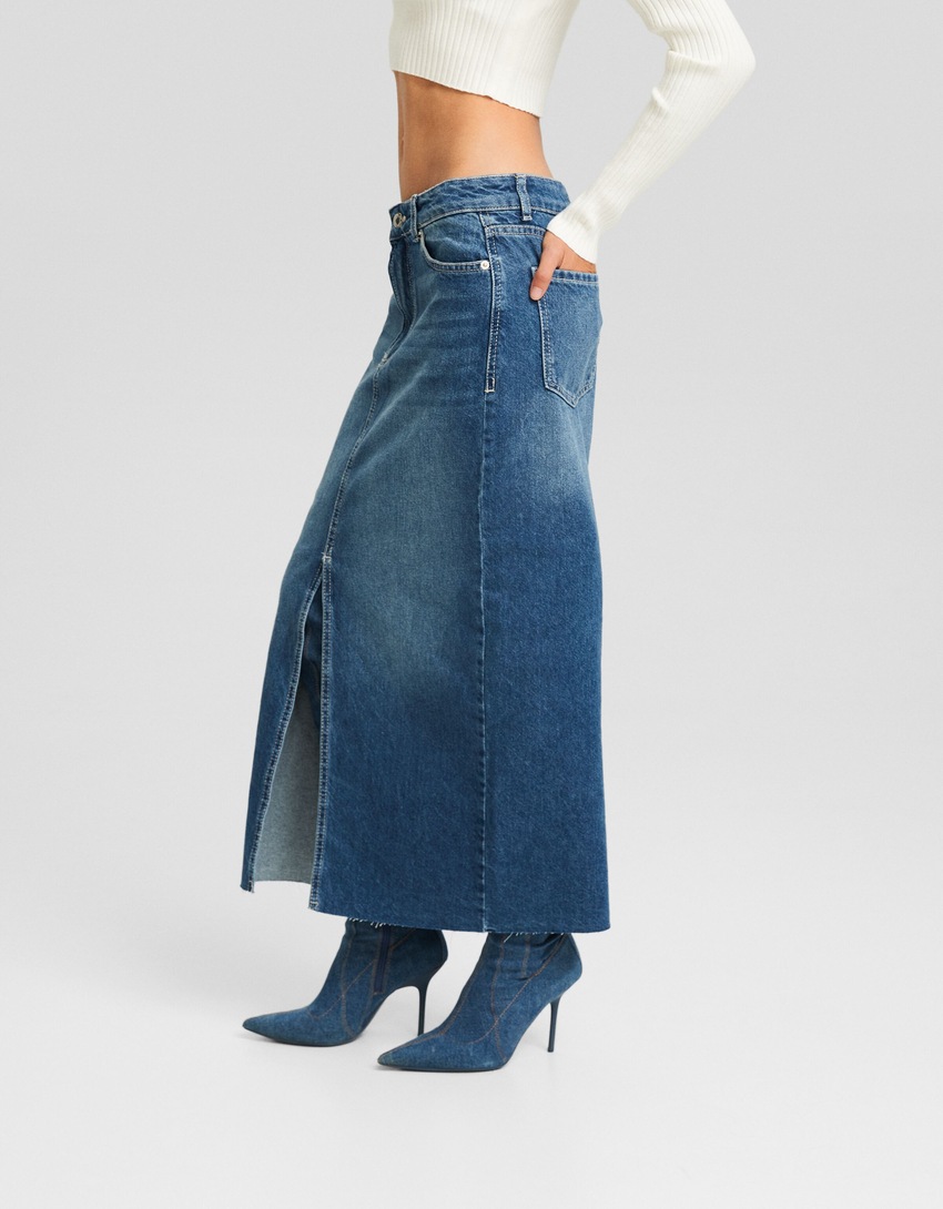 Saia longa de jeans