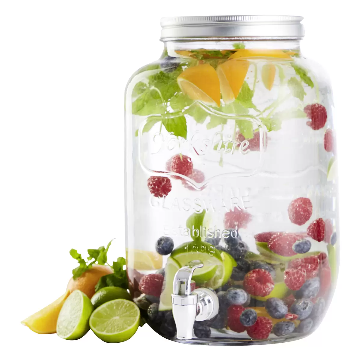Getränkespender mit Hahn 4L SCHOU silber,transparent