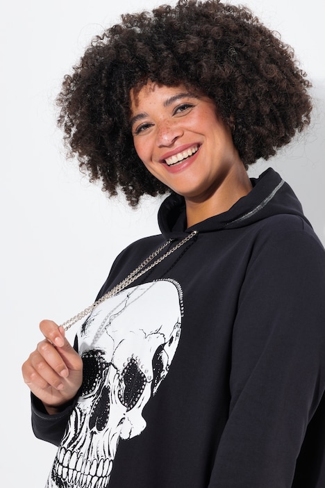 Hoodie, A-Linie, Totenkopf, Ziernähte