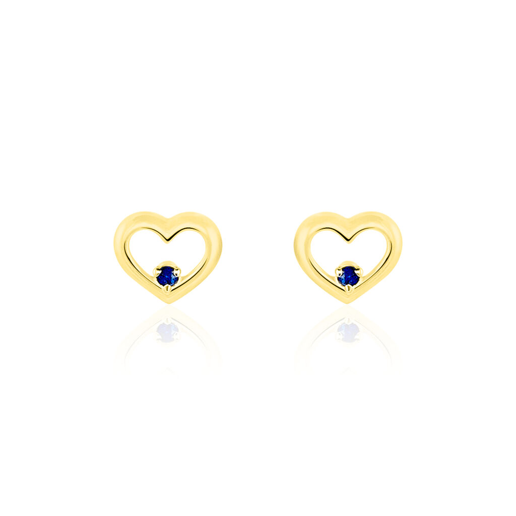 Boucles D'oreilles Puces Martella Or Jaune Saphir