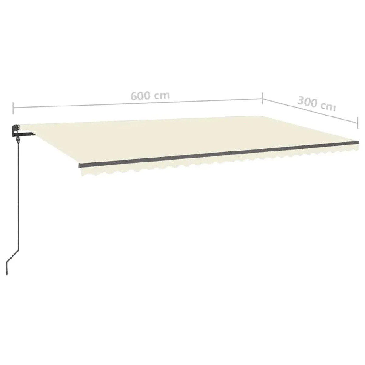 vidaXL Store rétractable automatique avec poteaux - Crème - 6x3 m
