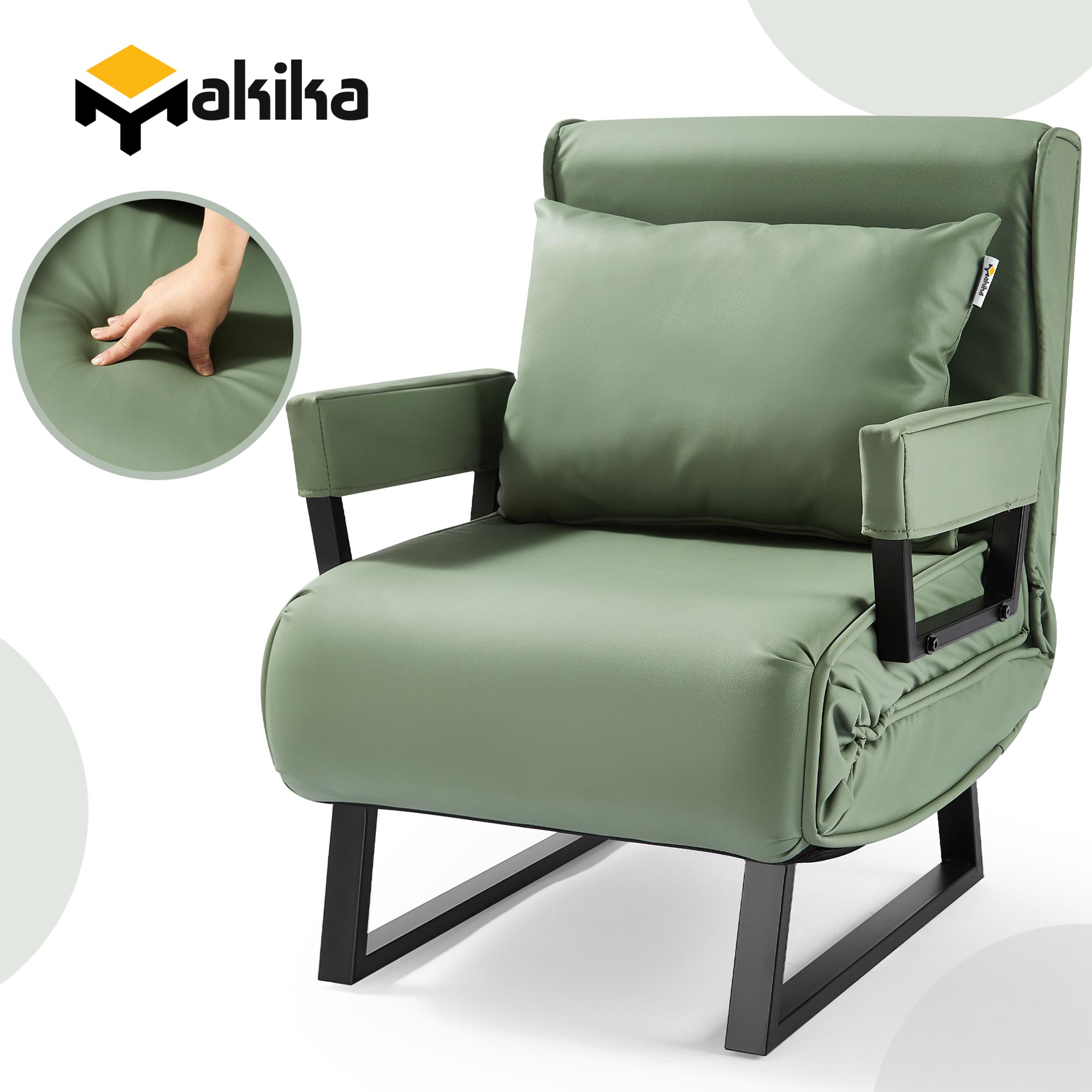 Makika Schlafsessel Schlafsofa Rio klappbar - Kunstleder in Grün