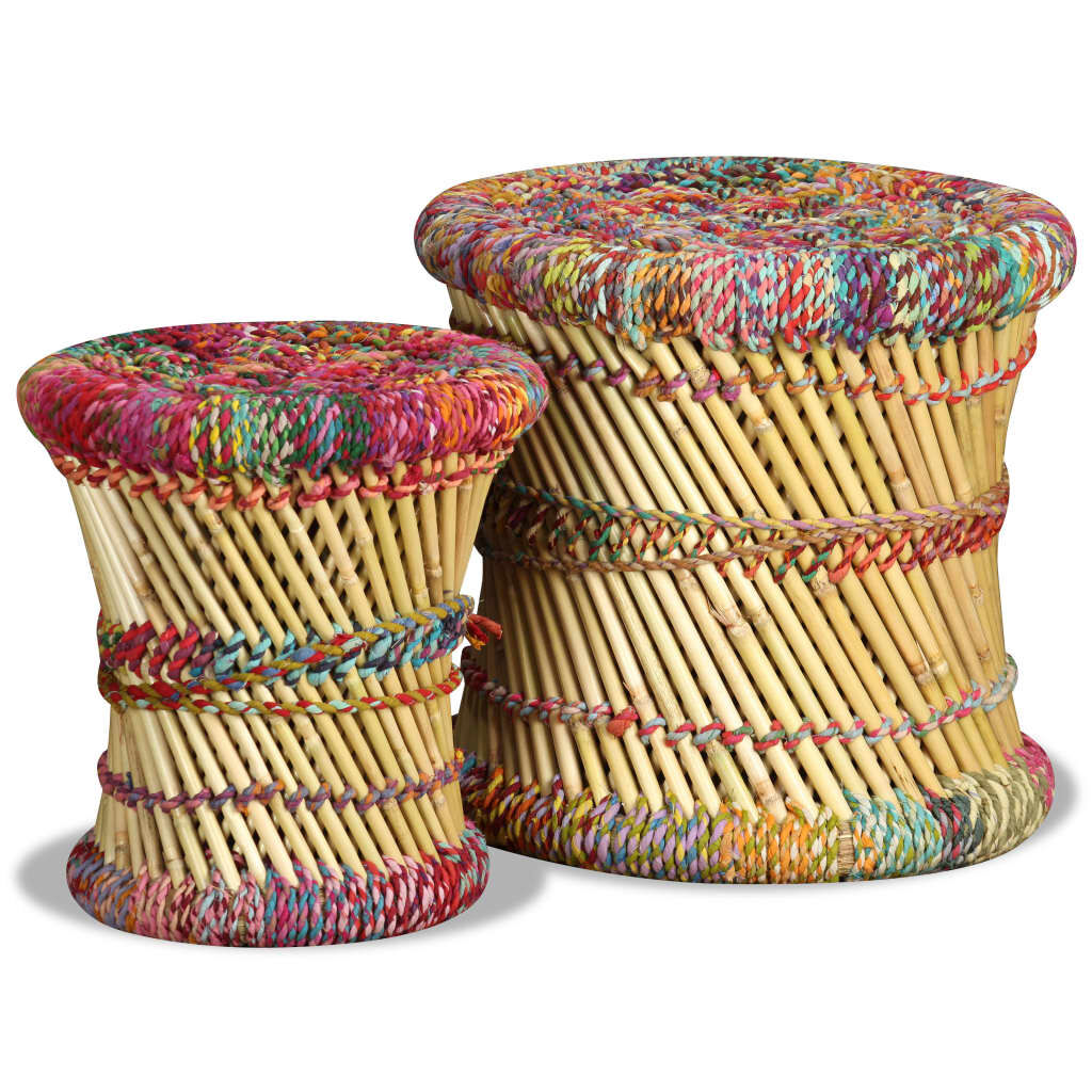 vidaXL Chindi krukken, set van 2, veelkleurig, bamboe