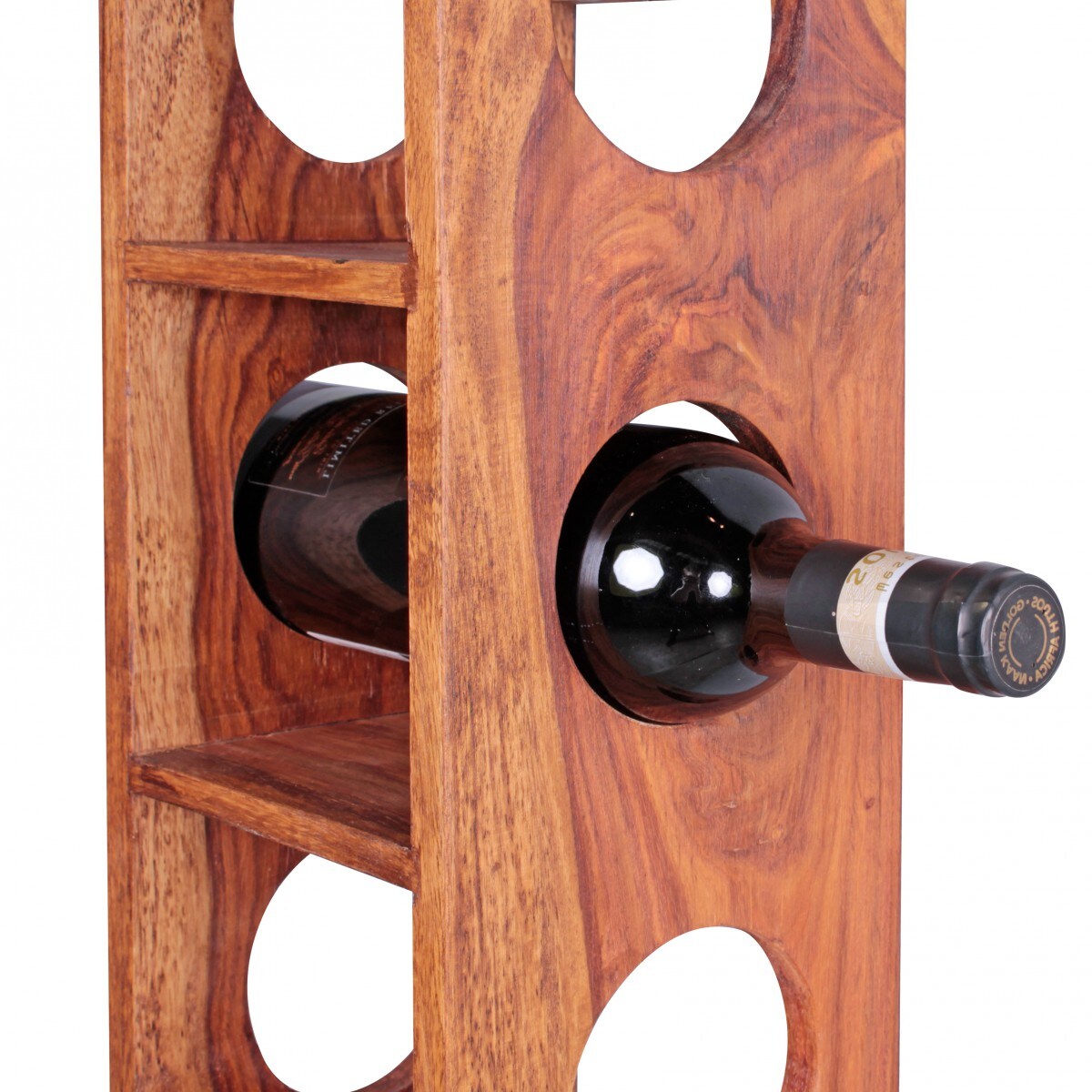 KADIMA DESIGN Weinregal NAKO Massivholz: 70x15x15 cm, 5 Ablagefächer, Wandmontage, Sheesham