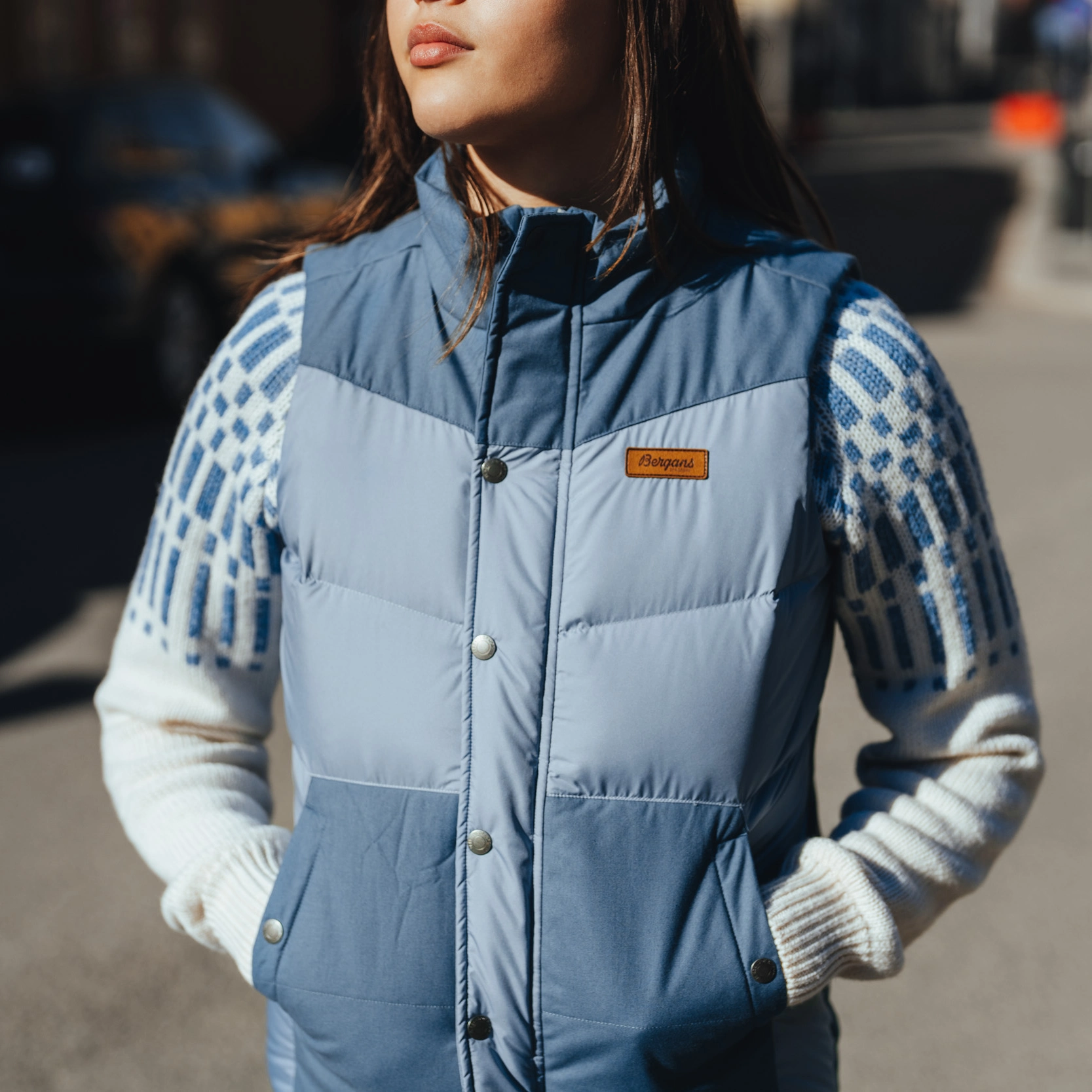 Nordmarka Outdoor Down Vest Women Husky Blue / Orion Blue