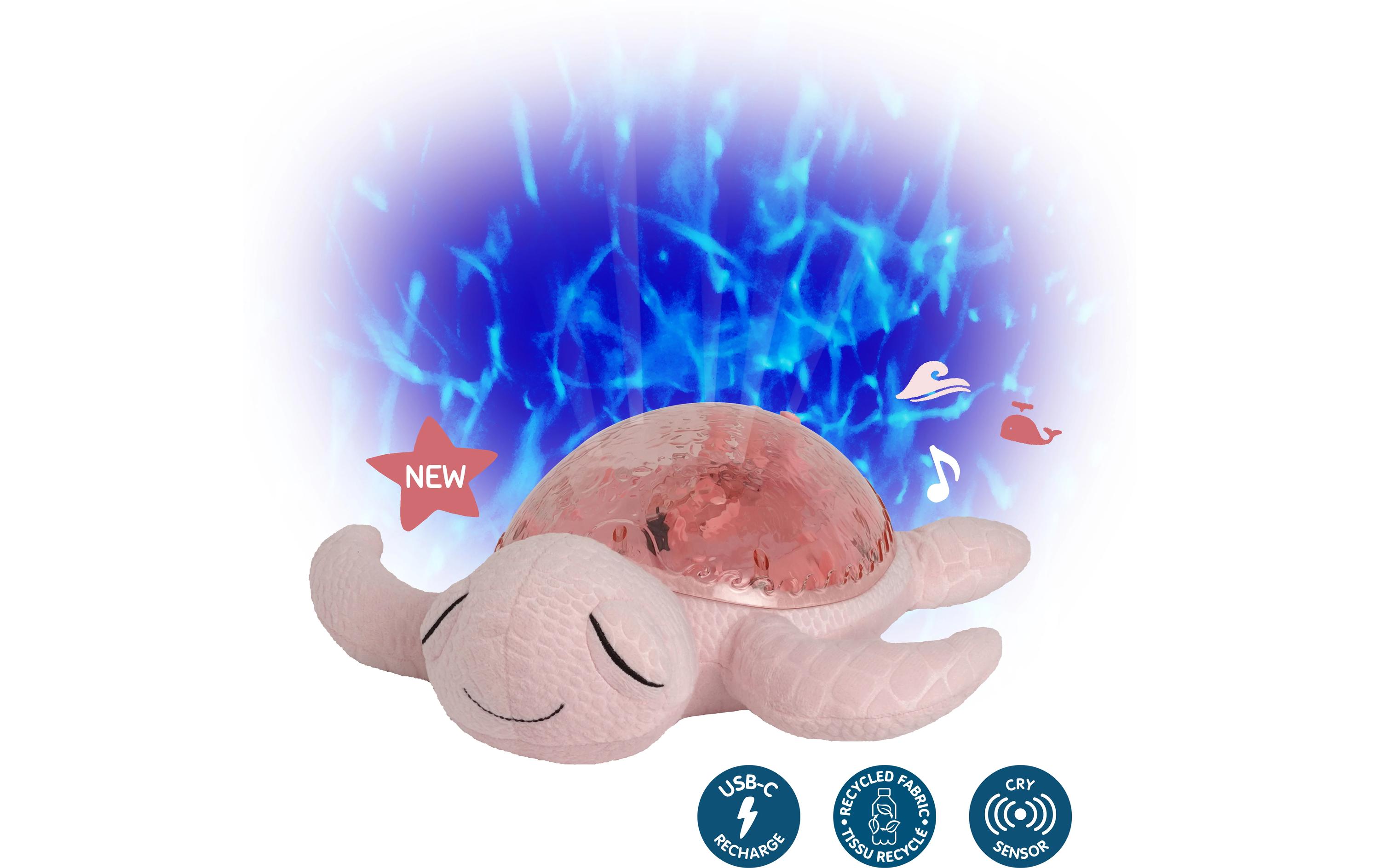 Nachtlicht Projektor Tranquil Turtle PinkMusikalische Schildkröte mit wiederaufladbarem Akku