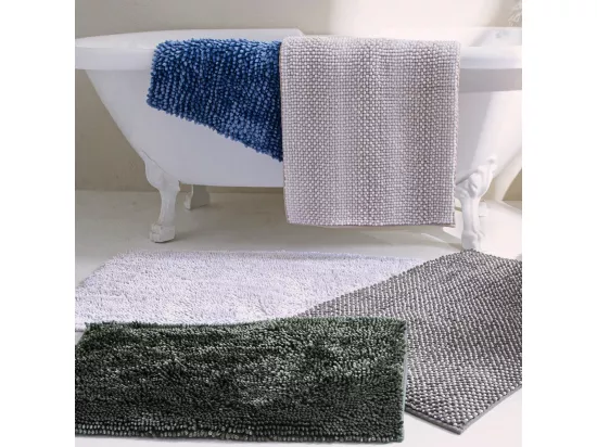 Tapis de bain déco fil doré en polyester kaki 50x80cm