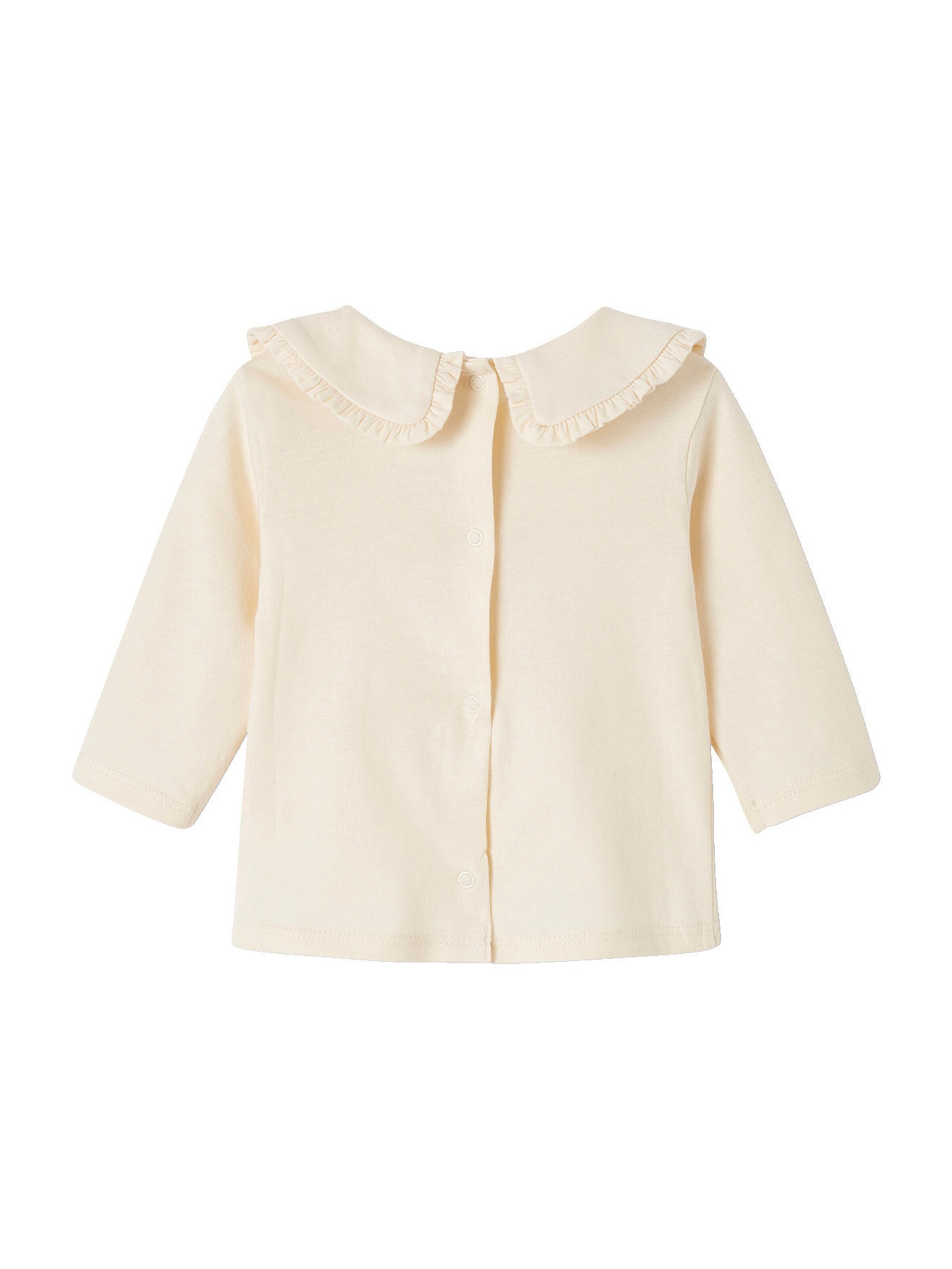 Vertbaudet Mädchen Baby Shirt, Bubikragen mit Rüschen hellbeige