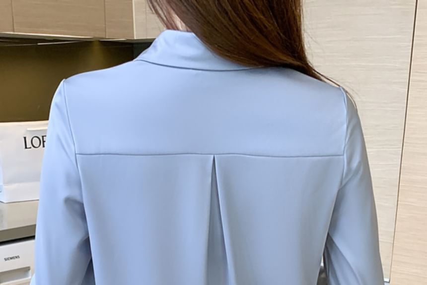 Dragan Pulse - Blouse van effen chiffon met lange mouwen