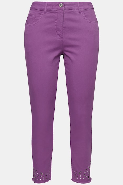 7/8-Twillhose, verzierter Fransensaum, 5-Pocket