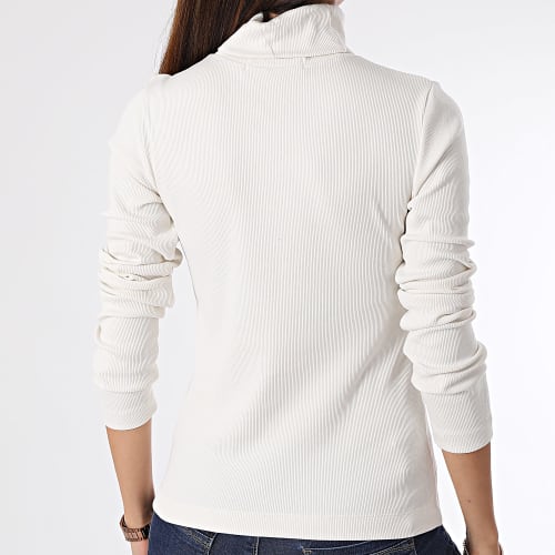 Tee Shirt Col Roulé Manches Longues Femme 2024 Beige