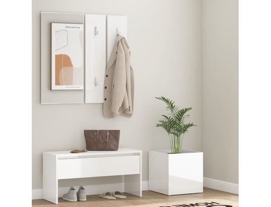 VIDAXL - Armoire Ensemble de meubles de couloir blanc brillant bois d'ingénie...