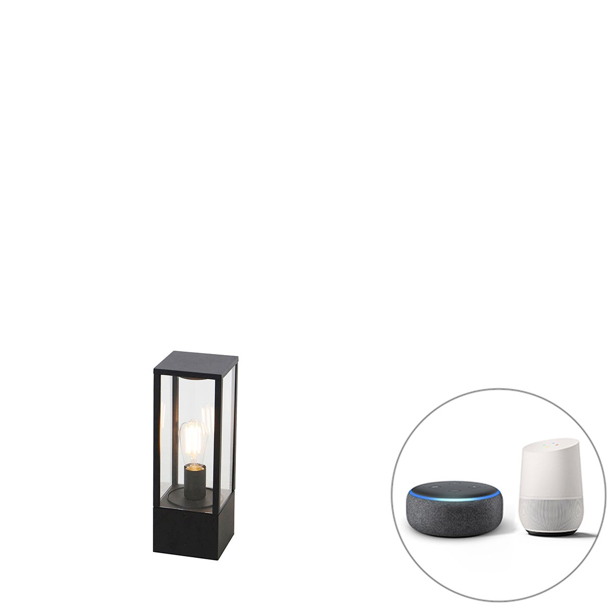 Slimme buitenvloerlamp, zwart, 40 cm, incl. Wi-Fi ST64 - Charlois