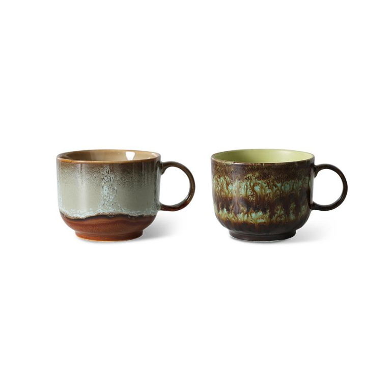 HKliving 70's Ceramic thee mok set van 2 Vesper
