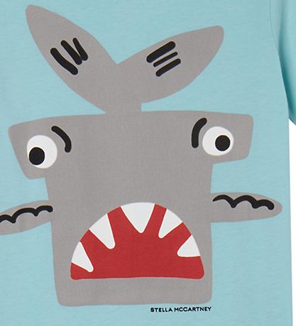 Stella McCartney Kids T-Shirt - Hellblau m. Hai