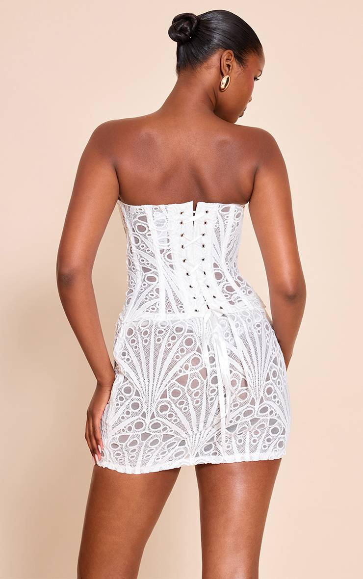 Blanc Mini-jupe En Dentelle Florale Texturée
