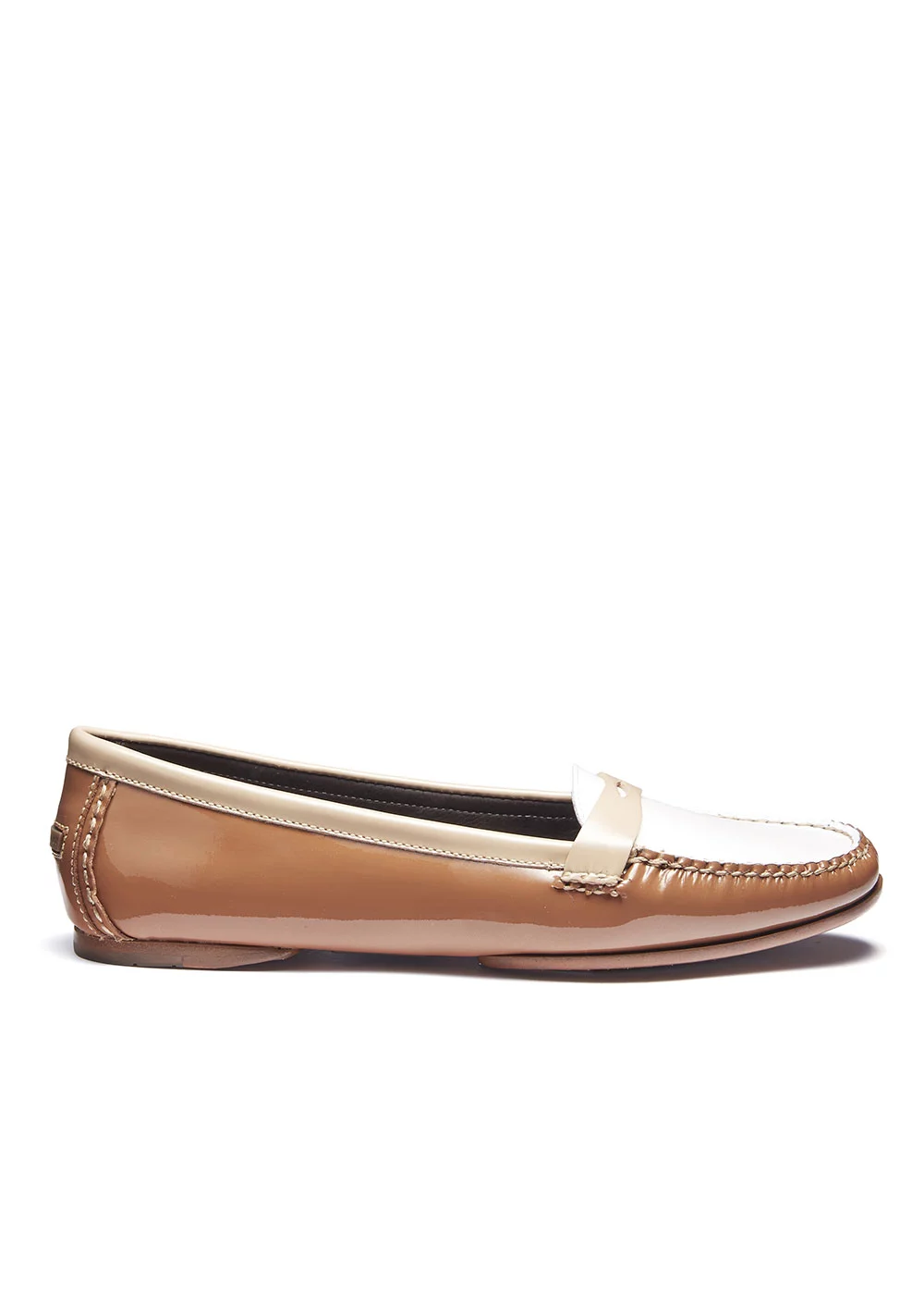 ROUND MOC TRI VERNIS BLANC BEIGE MARRON