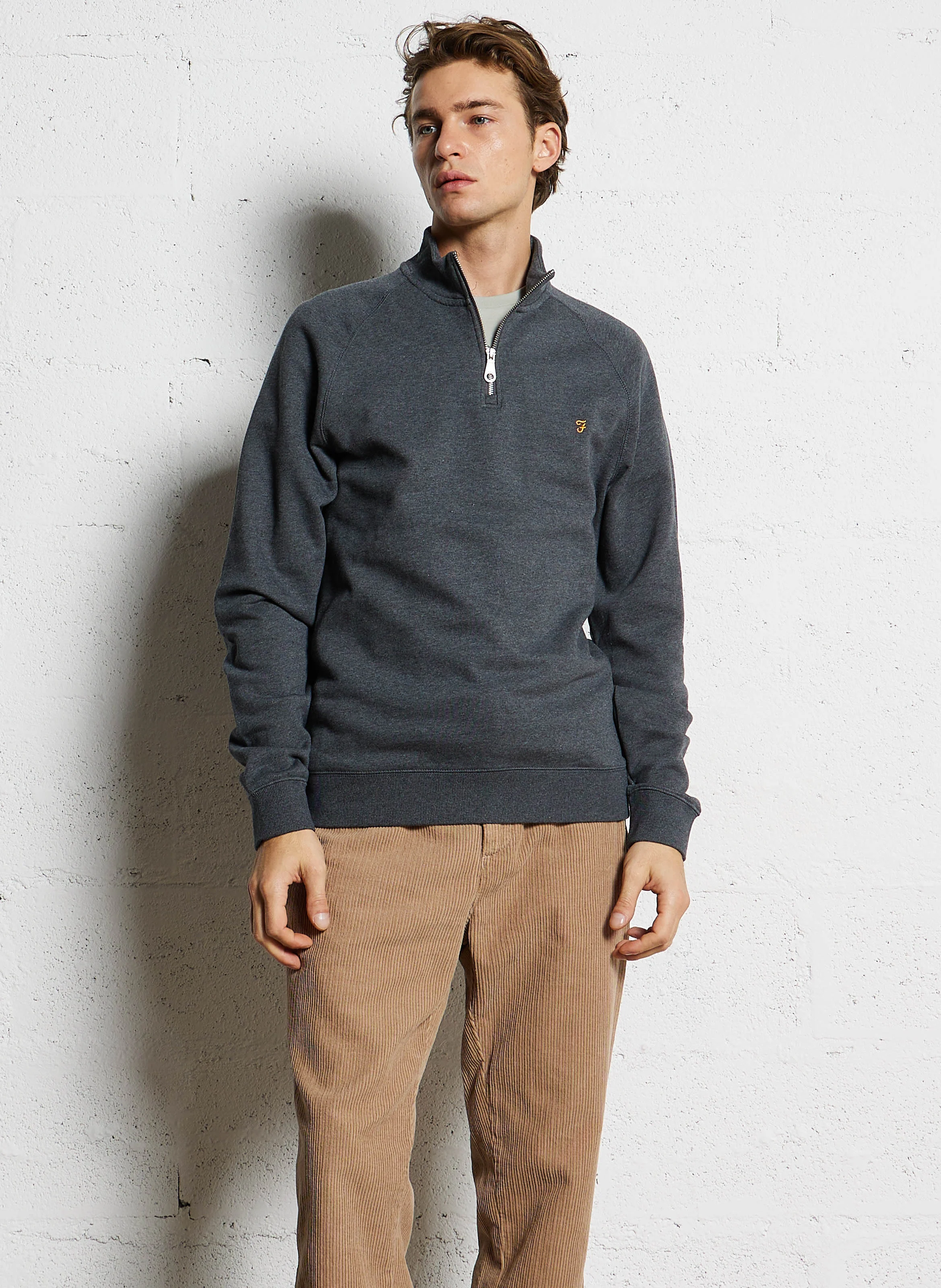 JIM - Sweat col zippé regular-fit en coton bio | Rouge