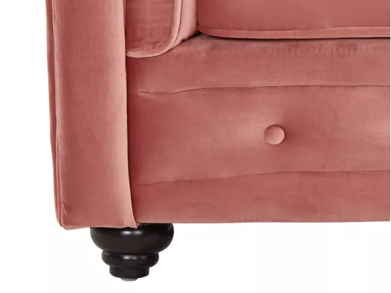 Canapé 3 places CHESTERFIELD - Velours rose pastel